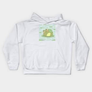 Sleepy Frog in Pond Kids Hoodie